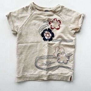 Tea Collection Beige Floral Short Sleeve Shirt